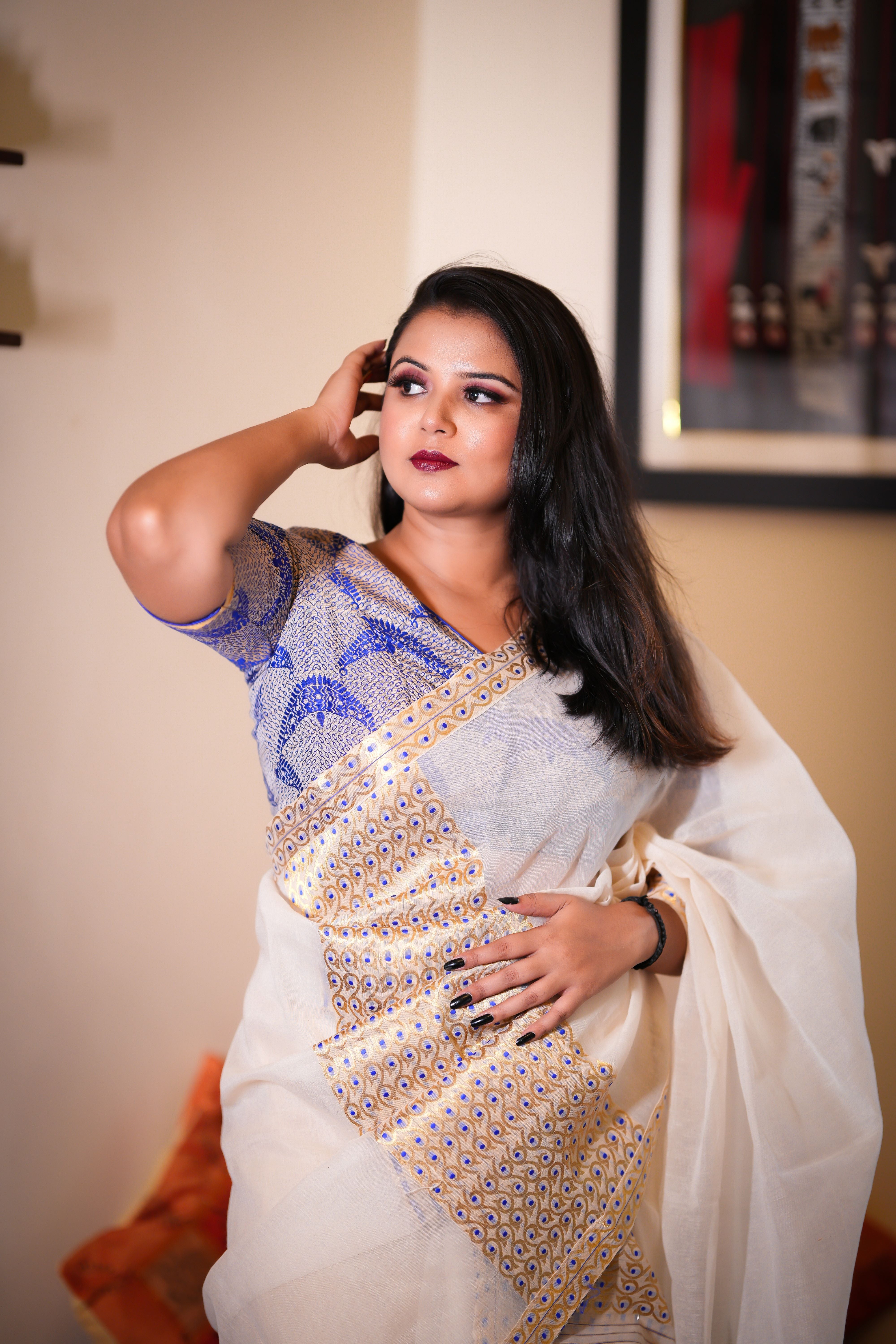 V-NECK BLOUSE WITH JOON BIRI MOTIF